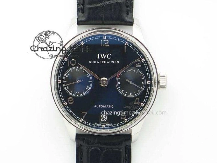 MIROTIME 0104 Unique Portuguese 40mm Chrono SS Map Dial on Black Leather Strap A 7393